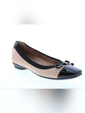 Clarks Two-Tone Patent Cap-Toe Ballet Flat - Black and Nude